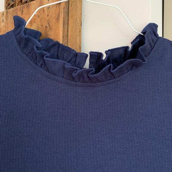 Plus size tulle polka dot sleeve ruffle neck top. Worn twice. - Picture 3 of 5